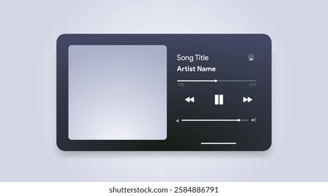 Mobile music player interface. Podcast turntable template. Audio streaming service layout. Profile, Album, Song, Singer, blog mockup. Apple music, deezer, spotify screen. Vector illustration.