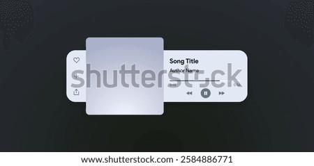 Mobile music player interface. Podcast turntable template. Audio streaming service layout. Profile, Album, Song, Singer, blog mockup. Apple music, deezer, spotify screen. Vector illustration.