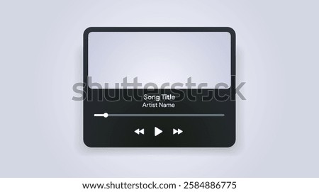 Mobile music player interface. Podcast turntable template. Audio streaming service layout. Profile, Album, Song, Singer, blog mockup. Apple music, deezer, spotify screen. Vector illustration.