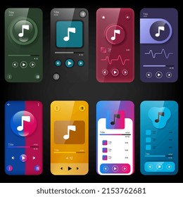 mobile music player user interface collection pack, Smartphone design realistic object 