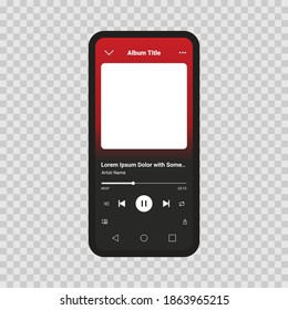 Mobile Music Podcast Player Mockup Handphone Application Transparent