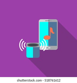 Mobile music speaker icon or illustration in flat style