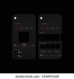 Mobile Music UI, User Interface Design Dark Theme