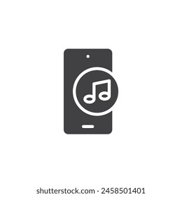 Mobile Music vector icon. filled flat sign for mobile concept and web design. Smartphone and musical note glyph icon. Symbol, logo illustration. Vector graphics