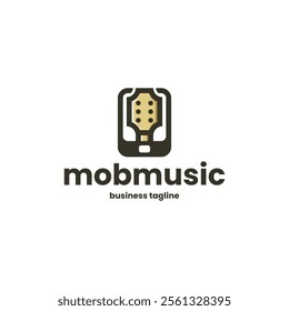 mobile music vector logo design