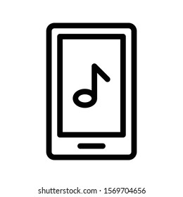 mobile music vector thin line icon 