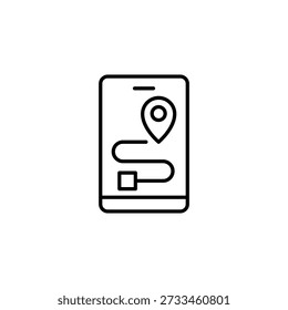 Mobile Navigation App Icon Minimalist Outline Design For Location Tracking And