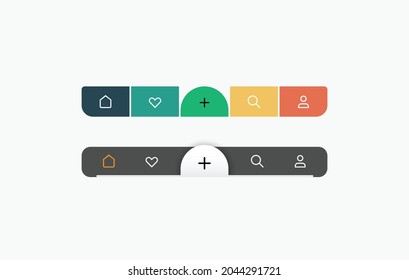Mobile Navigation Bar Colorful and Grey with icons for UI and UX Designing. 