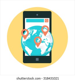 Mobile navigation flat style colorful, vector icon for info graphics, websites, mobile and print media.