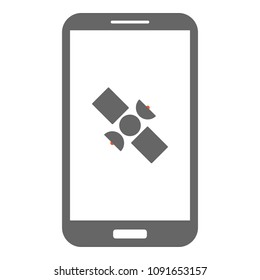 Mobile navigation. GLONASS icon on smartphone screen. GPS tracker. Vector.