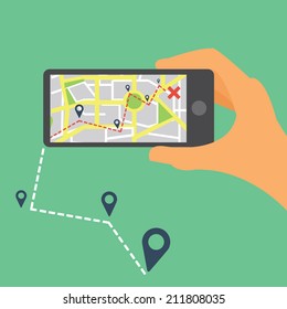 Mobile navigation GPS with map pointers / Responsive icon with map pointers