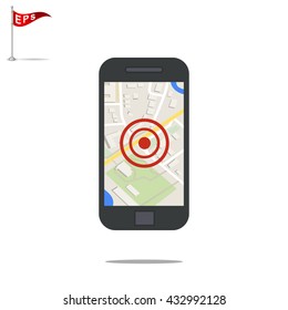 mobile navigation icon, vector tracking icon, isolated gps icon