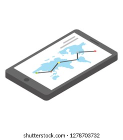 Mobile navigation isometric icon design