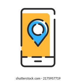 Mobile navigation line icon. Online map concept. GPS app logo or web page icon. Vector illustration concept.