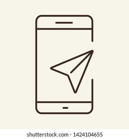Mobile navigation line icon. Transport, travelling, traffic. Road traffic concept. Vector illustration can be used for topics like road safety, travelling, traffic, tourism