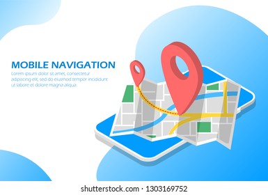 Mobile navigation in the phone isometric. 