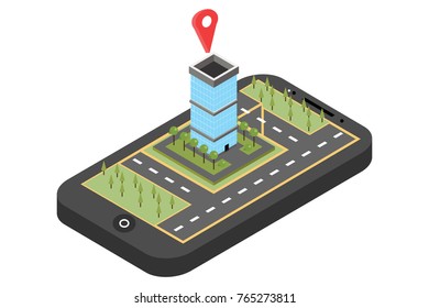Mobile navigation, vector concept of destination