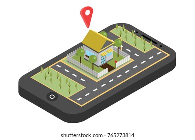 Mobile navigation, vector concept of destination