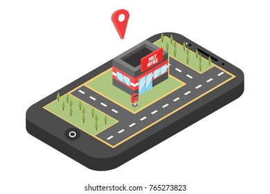 Mobile navigation, vector concept of destination