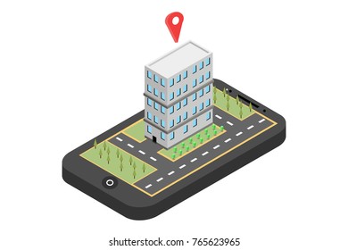 Mobile navigation, vector concept of destination