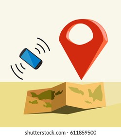 Mobile Navigation Vector Icon, map