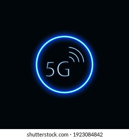 Mobile Netzwerk 5G Technologie mit Neon Blue Icon geeignet für Website und UI Material, mobile Anwendung, soziale Medien. Vektorgrafik