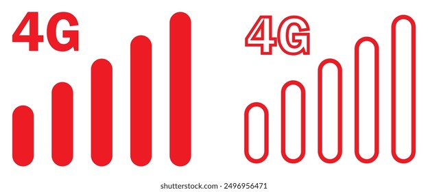 Mobile network icon set in flat isolated on white background, 4g connection vector illustration for web site or mobile app.