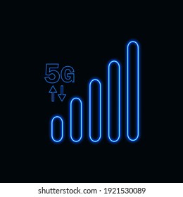 mobile network neon icon for website and UI material. vector illustration