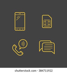 Mobile network operator linear icons. Vector icons
