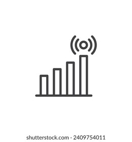 Icono de línea de señal de red móvil. signo de estilo lineal para concepto móvil y diseño web. icono vectorial de contorno de comunicaciones de red móvil. Símbolo, ilustración del logotipo. Gráficos vectoriales