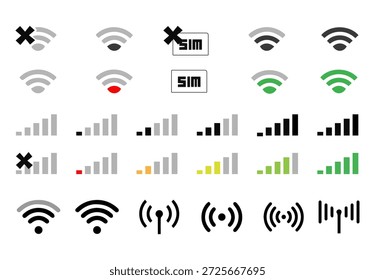 Mobile Network Signal and SIM Card Icons