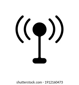 Mobile networks app black glyph icon. Antennas. Cell towers. Wireless internet. 3G, 4G network features. Cellular broadband technology. Silhouette symbol on white space. Vector isolated illustration