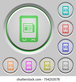 Mobile news color icons on sunk push buttons