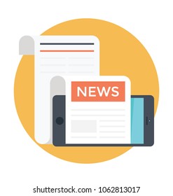 
Mobile news concept. Newspaper vector with mobile 
