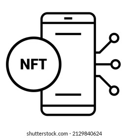 Mobile NFT. Snartphone crypto art. Vector icon for ui, ux design.