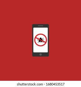 mobile and no virus sign. vector illustration.