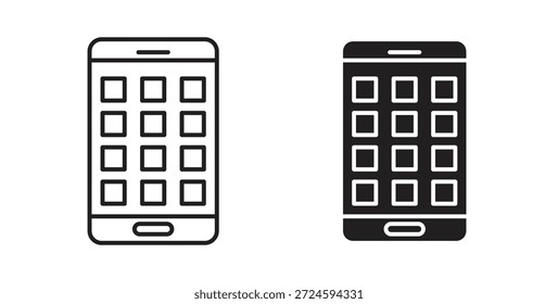 Mobile notch icon with line and silhouette versions.