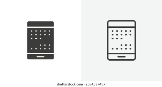 Mobile notch icons vectors illustrations in black fill and liner versions