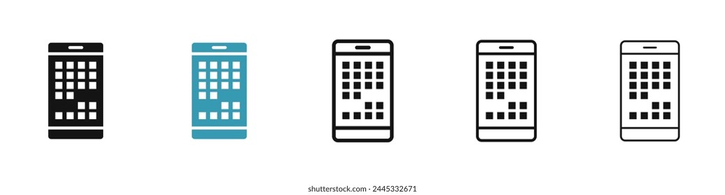 Mobile notch line icon set for Ui designs.