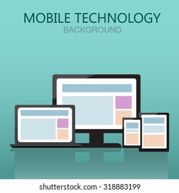mobile and notebook technology background. Can be used for business data, web design, brochure template, advertising. text can be added. vector illustration 