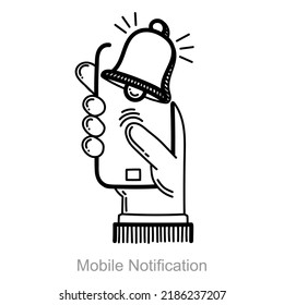 Concepto de icono de alerta y notificación móvil