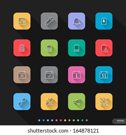 Mobile Notification flat style icons set - Vector illustration