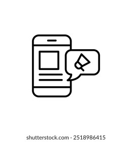 Mobile notification icon. Simple mobile notification icon for social media, app, and web design. Vector illustration