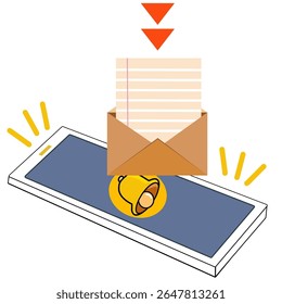 Mobile Notification of Incoming Email Message Illustration