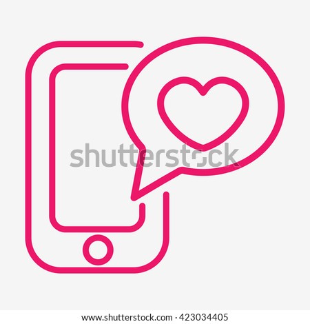 mobile notification like heart pink thin line icon
