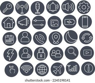 mobile notification line icons vector design collection