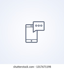Mobile notifications, vector best gray line icon on white background, EPS 10
