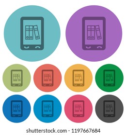 Mobile office darker flat icons on color round background
