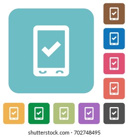 Mobile ok white flat icons on color rounded square backgrounds