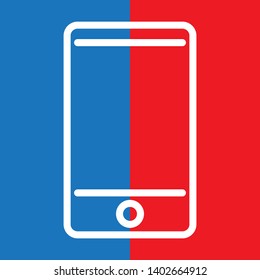 Mobile on background two colours. Vector. Isolate on white background.
